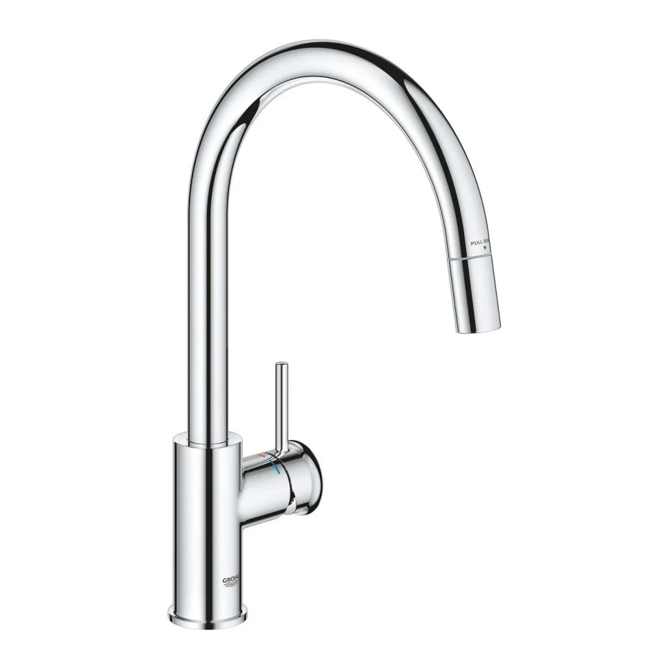 Смеситель для кухни GROHE BauClassic высокий выдвижной C-образный излив (30573000)