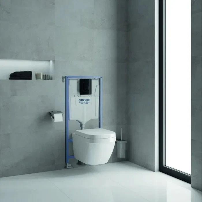 Комплект 5в1: Инсталляция с черной панелью смыва, унитаз с сиденьем Grohe Euro Ceramic 39941000