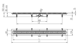 Трап линейный для пола, боковой слив, оружейная сталь MCH CH1050/50KN1GM