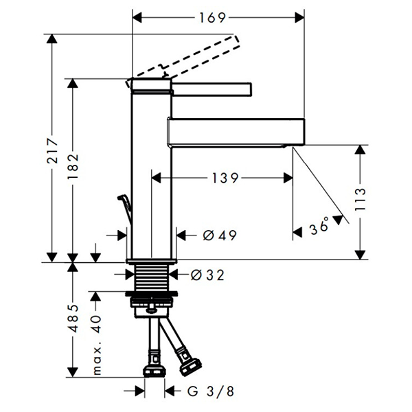 Смеситель для раковины с донным клапаном, хром Hansgrohe Finoris 76020000