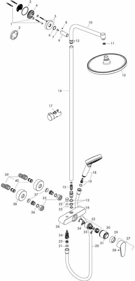 Душевая система со смесителем для душа, хром Hansgrohe Crometta S Showerpipe 240 27269000
