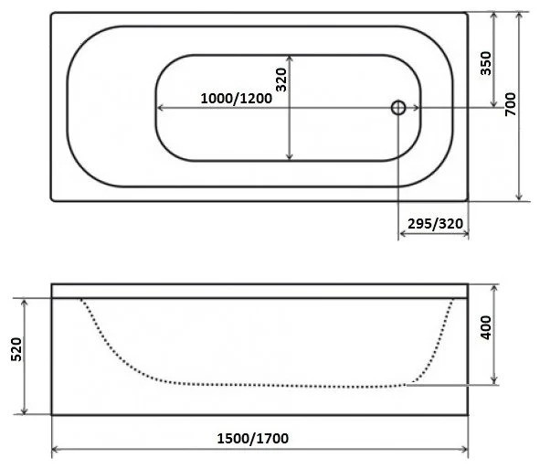 Ванна Ультра 150 (1500x700х400 мм) без ног