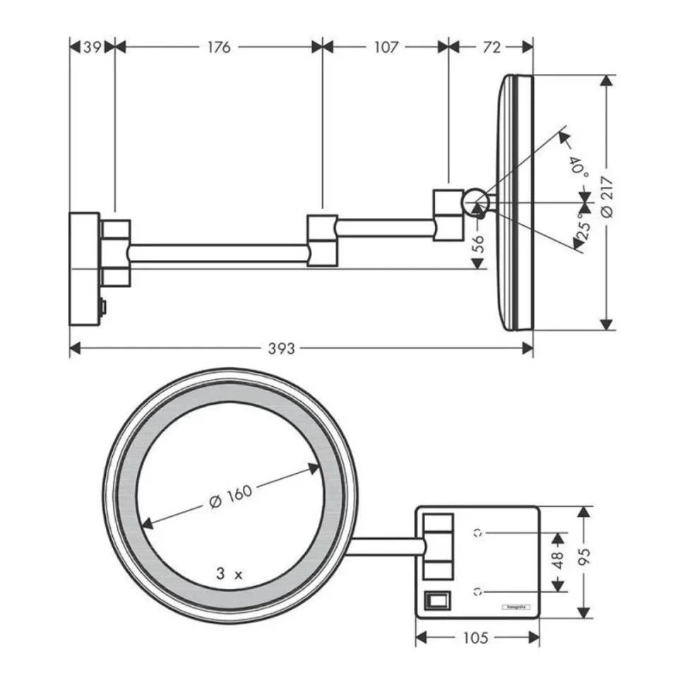 Зеркало косметическое с подсветкой, белый Hansgrohe AddStoris 41790700