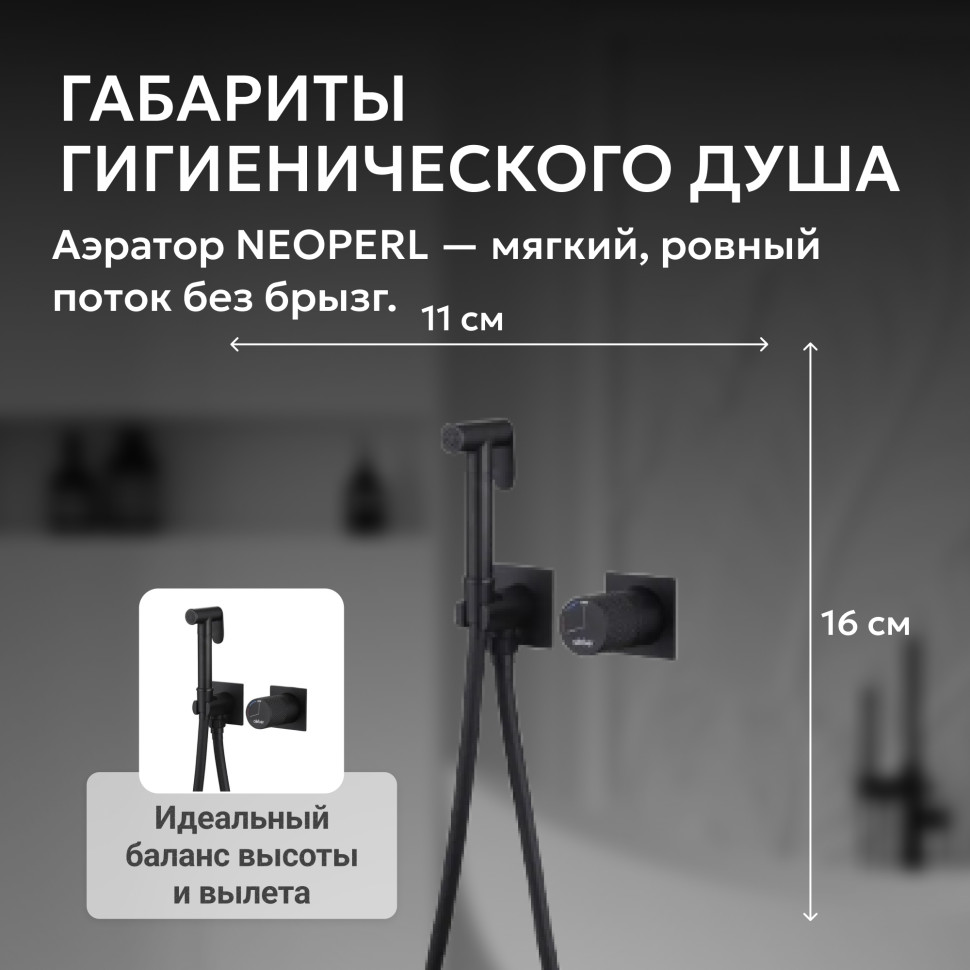 Смеситель ABBER Rund AF8725B с гигиеническим душем, черный матовый
