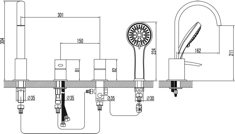 Смеситель для ванны LEMARK ANTLANTISS  -  LM3241C
