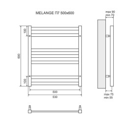 Полотенцесушитель водяной Lemark Melange - LM49607W (П7 500x600), белый