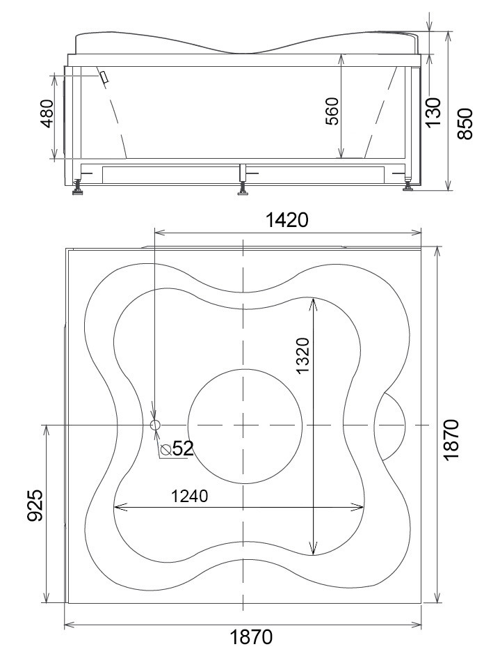 Акриловая ванна Gemy G9089 O R