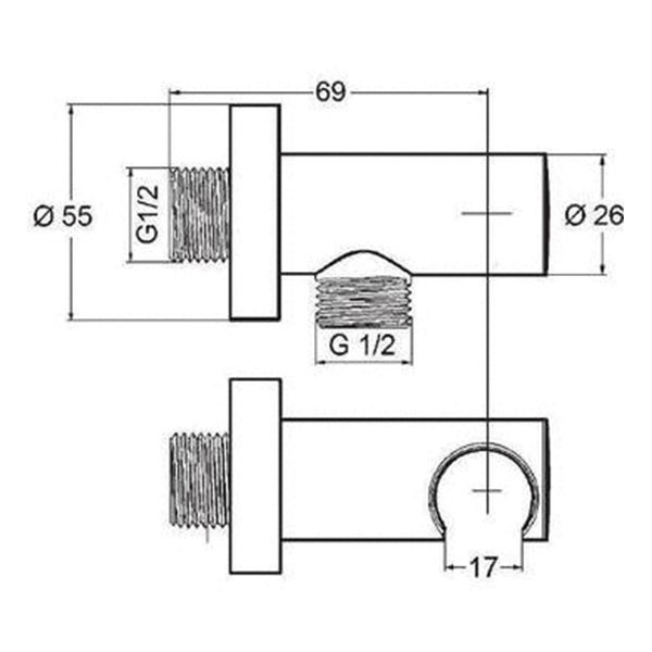 Подключение для душевого шланга, черное Kludi A-QA 6054739-00