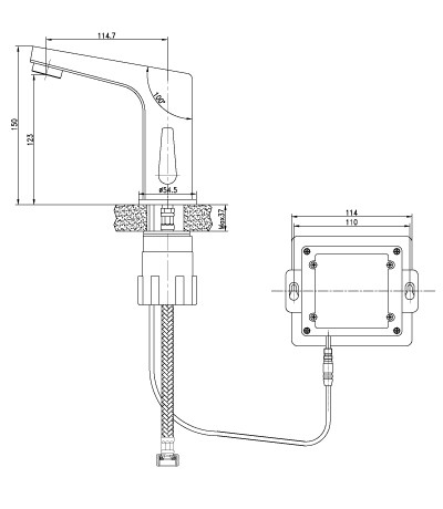 LM4655CE Проджект Смеситель для умывальника,сенсорный,хром (к/к 10)