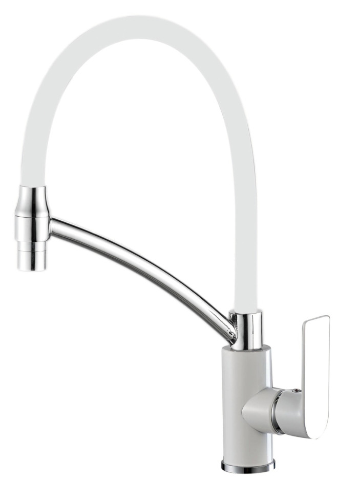 Смеситель для кухни с гибким изливом HAIBA HB72505-8 хром-белый