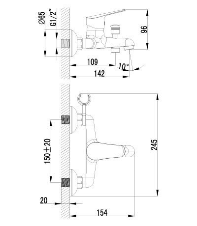 LM6552C Партнер Смеситель для ванны одноручный, с коротким. изливом хром (286BR) (к/к 6)