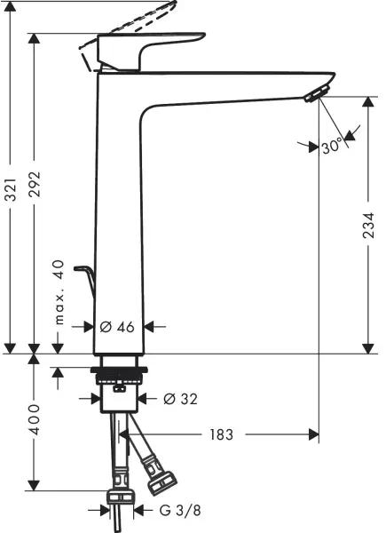 Смеситель для раковины 240, с донным клапаном, белый Hansgrohe Talis E 71716700