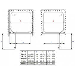 Душевая дверь 1100х1850, правая, каррэ стекло, хром Radaway Torrenta DWJ 32040-01-10N