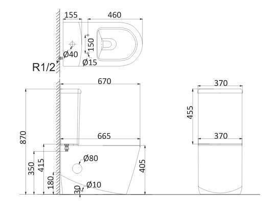 RE1002R Унитаз напольный Rennes безободковый HDC527P