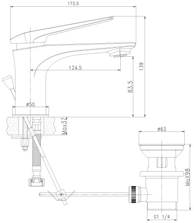 LM5906CW Аллегро Смеситель для умывальника монолитный, хром/белый (319R) (к/к 10)