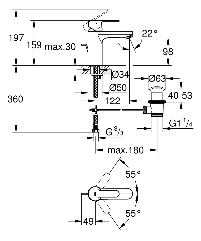 Смеситель для раковины GROHE Get 23454000