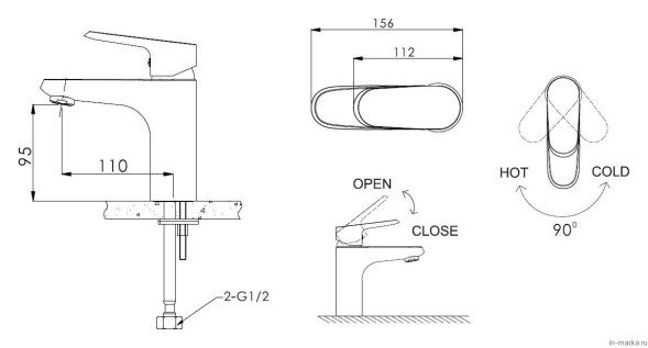 CМЕСИТЕЛЬ BRAVAT НА РАКОВИНУ PURE F1105161C
