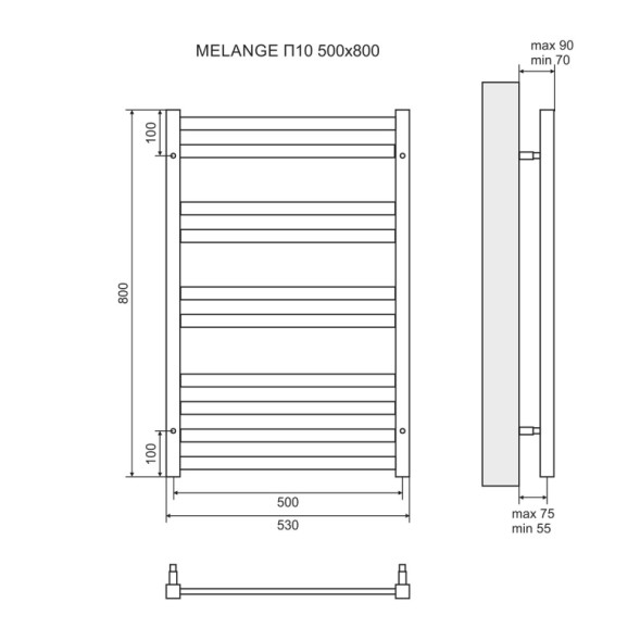 Полотенцесушитель водяной Lemark Melange П10 LM49810W 500x800, белый