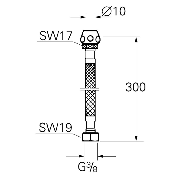 Гибкий шланг высокого давления 3/8, цанговый зажим, хром Grohe 45120000
