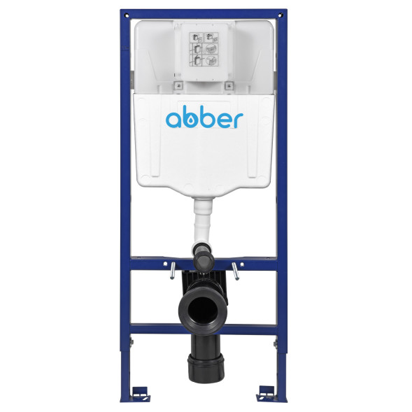 Комплект подвесной унитаз ABBER Rechteck AC1201 белый с инсталляцией AC0108 и кнопкой AC0126 хром глянцевый