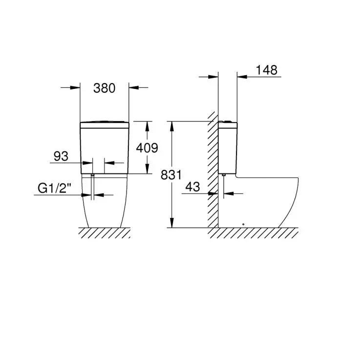 Бачок для унитаза, подводка снизу Grohe Bau Ceramic 39912000