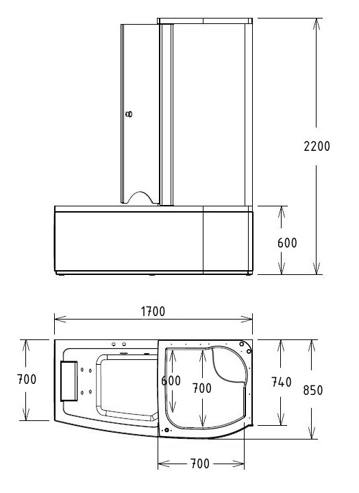 Акриловая ванна Gemy G8040 B R