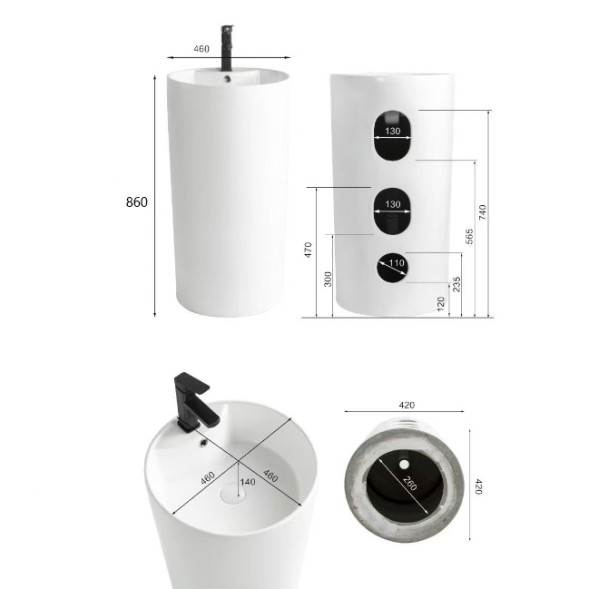 Раковина отдельностоящая ABBER Bequem AC2132 белая