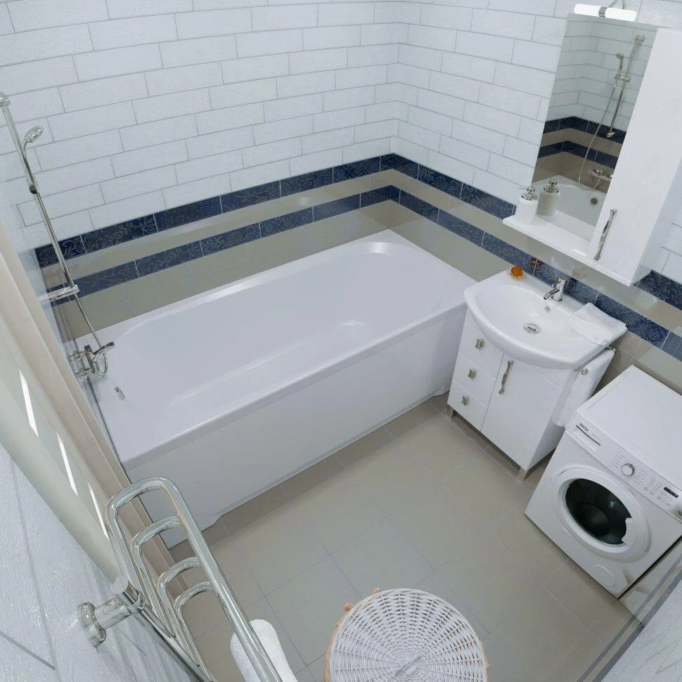 Ванна акриловая прямоугольная ТРИТОН Дина 170 в комплекте с каркасом и сифоном (1700х750х430 мм)