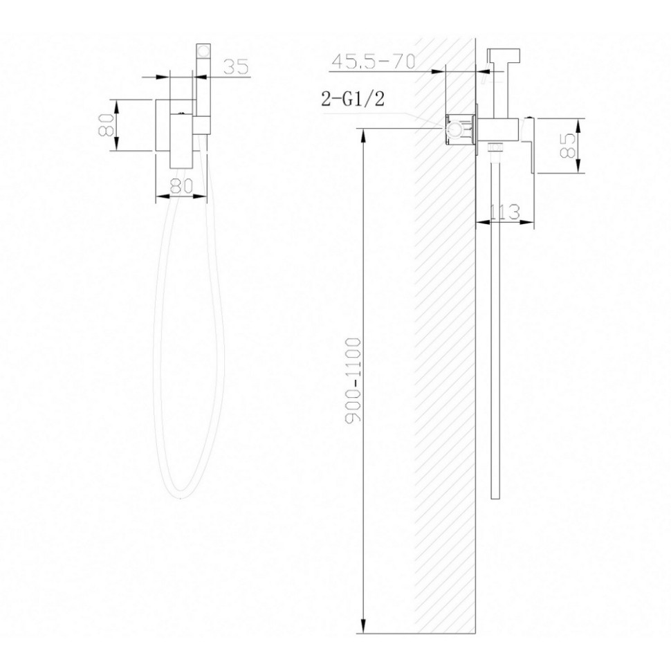 Смеситель ABBER Daheim AF8226W с гигиеническим душем,белый матовый