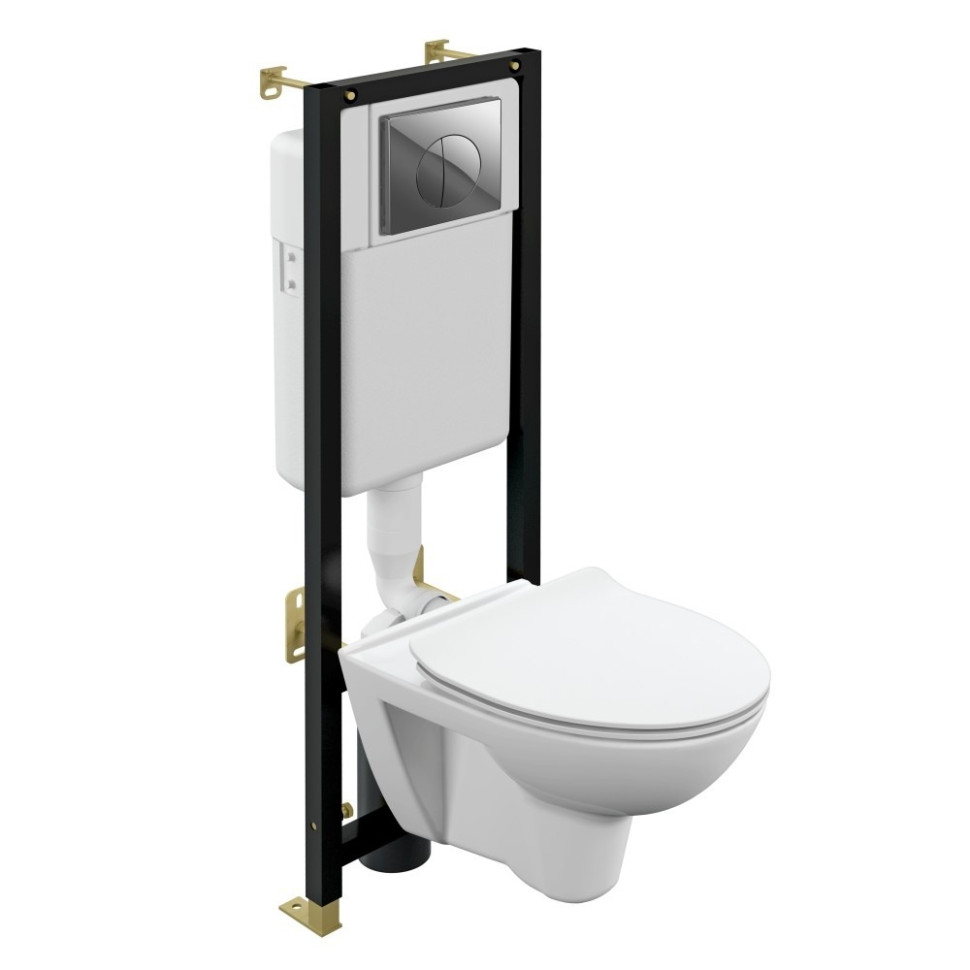 Комплект PARVA CO DPL EO slim инсталляция BLACK кнопка LEON пластик хром глянцевый