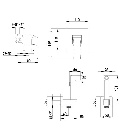 LM4519C Юнит Смеситель с гигиеническим душем, встраиваемый, хром