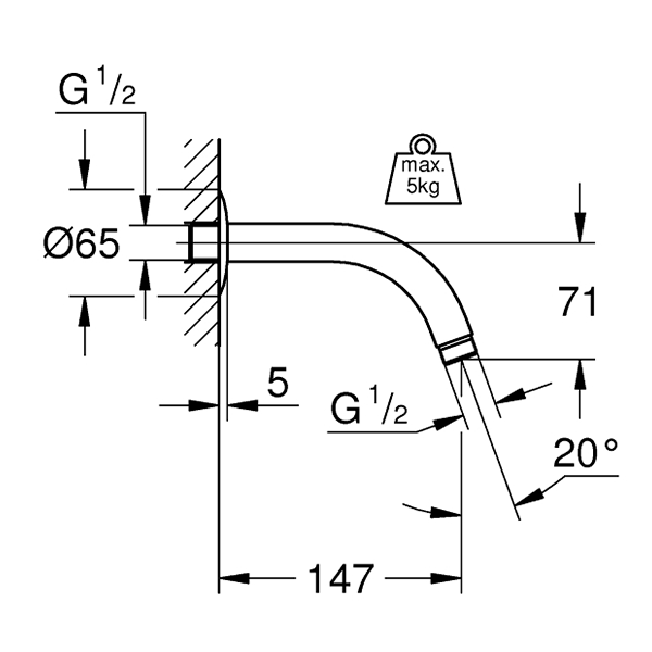 Кронштейн душевой 147, хром (з/ч) Grohe Relexa neutral 28541000