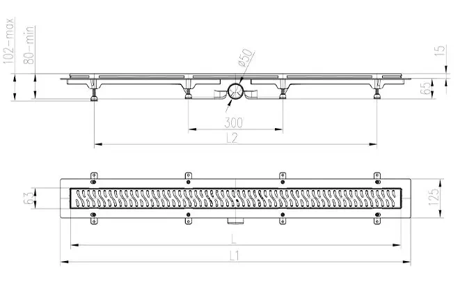 Трап линейный для пола, боковой слив, золото MCH CH950/50KN1ZL