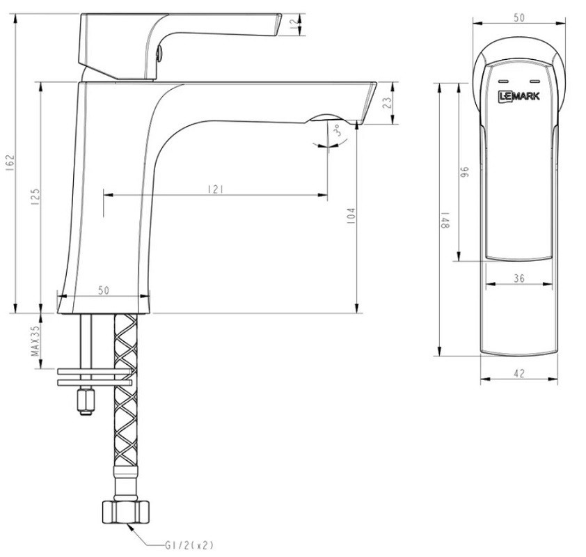 LM7206BL URSUS Смеситель для умывальника монолитный, черный