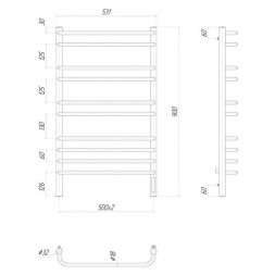 Полотенцесушитель электрический Lemark Luna - LM41910Z (П10 50x90) диммер справа, хром