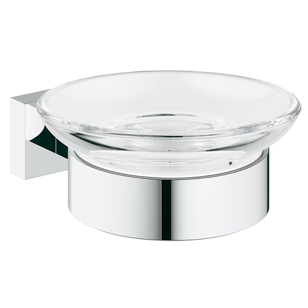 Мыльница с держателем, стеклянная, хром Grohe Essentials Cube 40754001