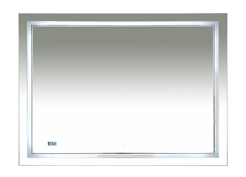 MISTY 2 Неон - Зеркало LED 1200х800 сенсор на зеркале + часы (двойная подсветка)