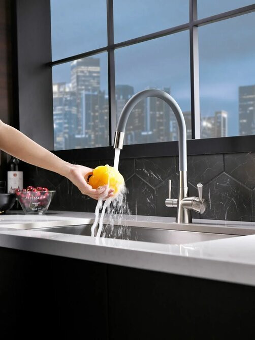 LM3075BN COMFORT Смеситель для кух, с гиб излив, с подключ к фильтру питьевой воды, никель