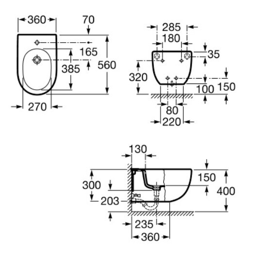 Биде подвесное Roca N-Meridian 7357245000