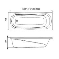 Ванна акриловая прямоугольная ТРИТОН Европа 180 (1800х700х420 мм)