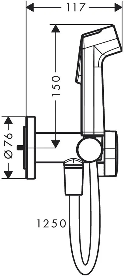 Гигиенический душ с держателем и шлангом 1250, черный Hansgrohe 29230670