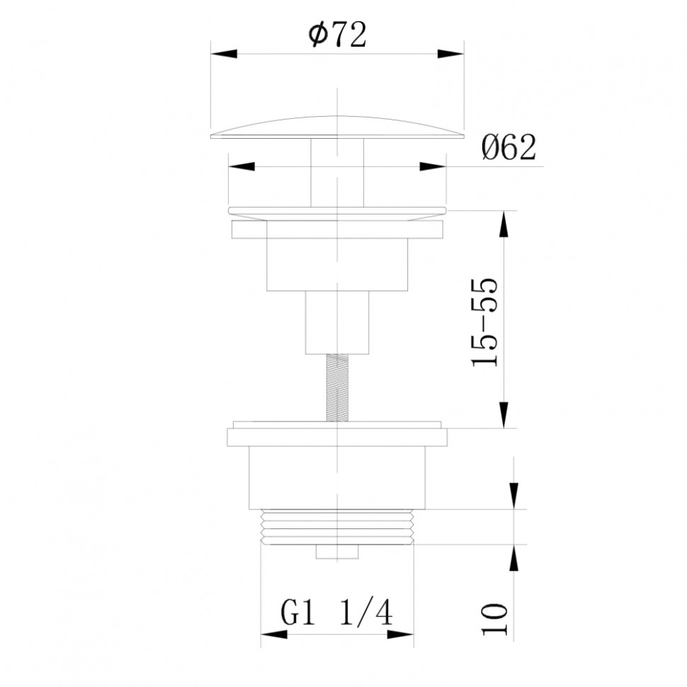 Донный клапан ABBER AF0012W без перелива, фиксированный, белый