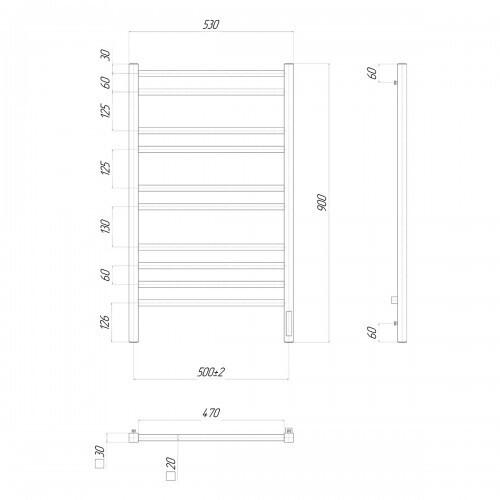 Полотенцесушитель электрический Lemark Unit - LM45910Z (П10 500x900), диммер справа, хром