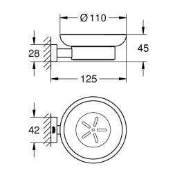 Мыльница с держателем, стеклянная, хром Grohe Essentials Cube 40754001