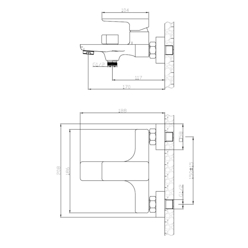 Смеситель для ванны, хром ESKO Berlin BR 54
