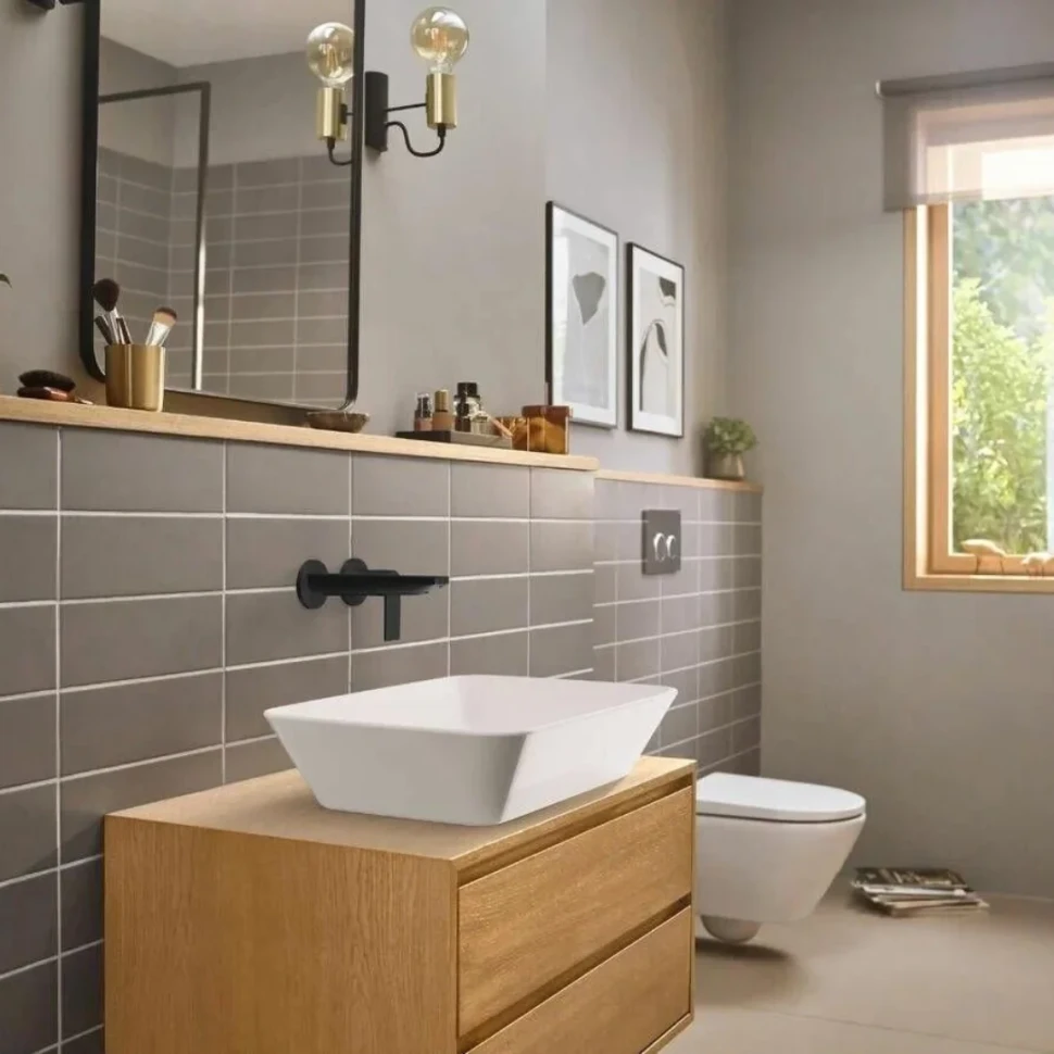 Смеситель для раковины, на 2 отверстия, с донным клапаном, черный Hansgrohe Rebris E 72568670