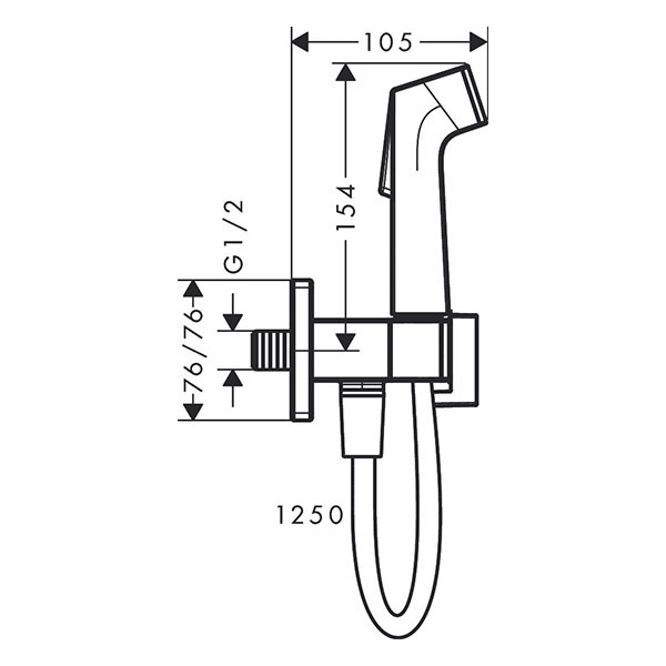 Гигиенический душ с держателем и шлангом 1250, черный Hansgrohe 29231670