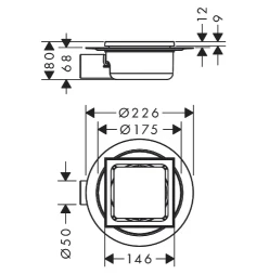 Корпус точечного трапа для пола Hansgrohe RainDrain Spot 94411000