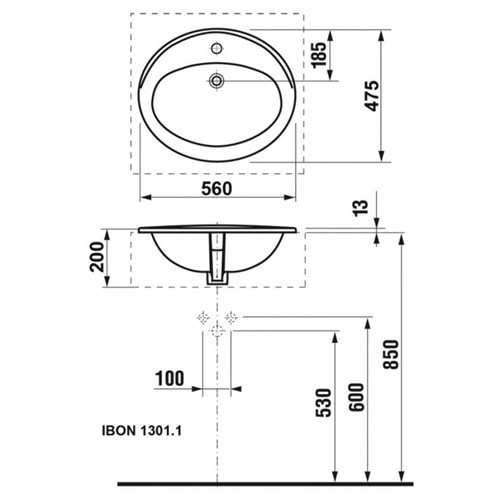 7327203000 Раковина ADORA 56X47 встраиваемая
