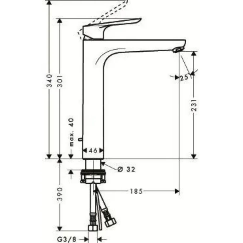 Смеситель для раковины 230, с донным клапаном, хром Hansgrohe Logis E 71162000